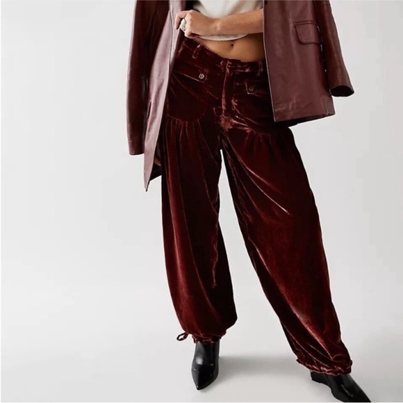 New Free People Lotus Jeans Cargo Velvet Pants High Rise Wide Leg We The Free 30 - Picture 1 of 11